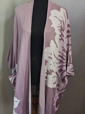 MarlaWynne Layers Kimono Style Knit Open Front Lilac Cardigan Petite XS